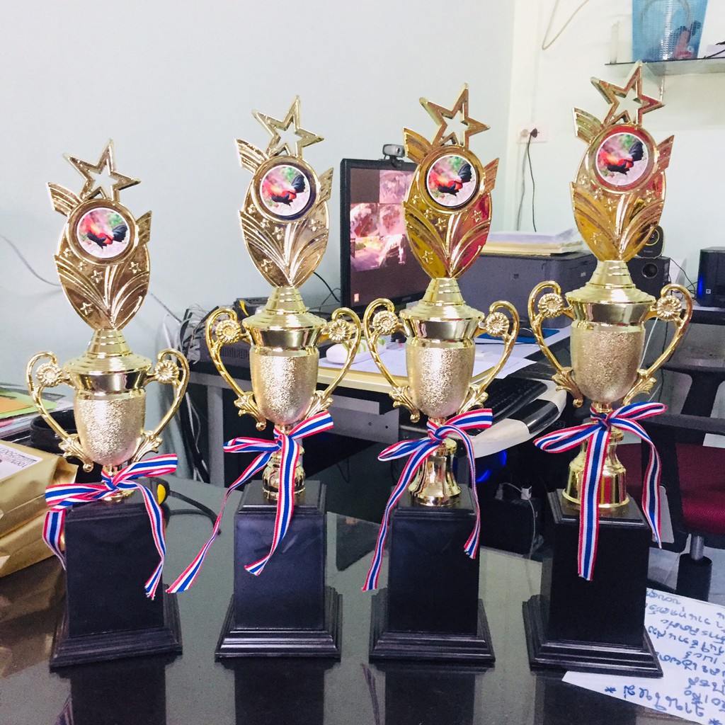 ถ้วยชุด 4 ใบหงส์ตามภาพ สูง 49-47-45-42 ซ.ม. แถมริบบิ้น หัวป้ายตามที่ต้องการ บริการทำป้ายหน้าถ้วยฟรี แจ้งรายละเอียดทางแชท
