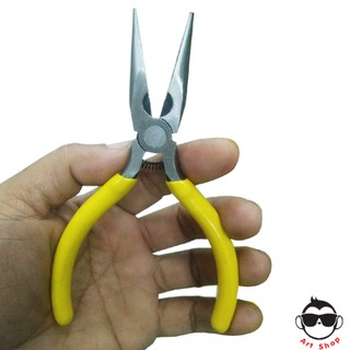 คีมขนาดเล็กปากแหลม คีมหนีบตัดอเนกประสงค์ ด้ามหุ้มPVC เหลือง