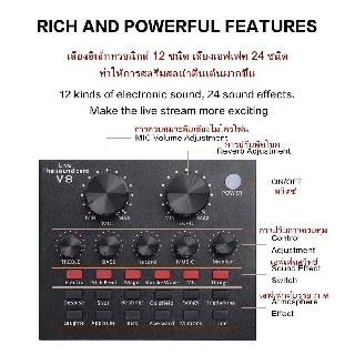V8 Audio Stereo Headset Microphone Webcast Streamer Live Sound Card with Bluetooth V8 BT USBเสียงชุดหูฟังไมโครโฟนWebcast