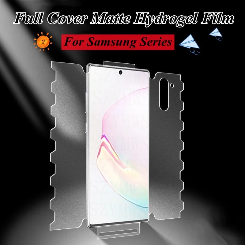 Matte Hydrogel ฟิล์มป้องกันหน้าจอสําหรับ Samsung Galaxy S25 Ultra S24 S23 Ultra S10 Plus S22 S21 Ultra Plus หมายเหตุ 10 20 360° ฟิล์มกันรอยแบบด้านแบบเต็ม