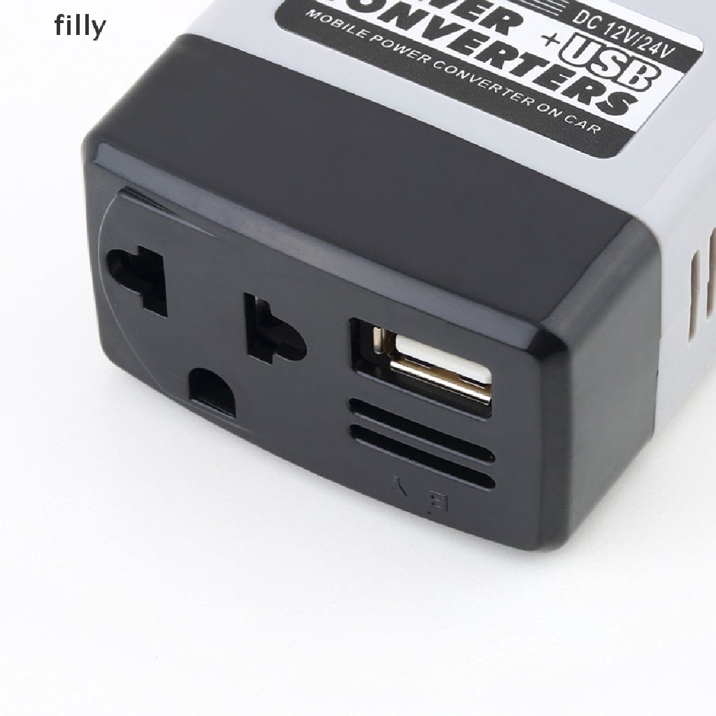 [FILLY] Car Mobile Converter Inverter Adapter DC 12V/24V to AC 220V Charger Power+USB DFG