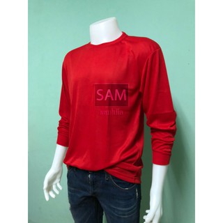 sampoloเสื้อคอกลมแขนยาว -สีแดง-red