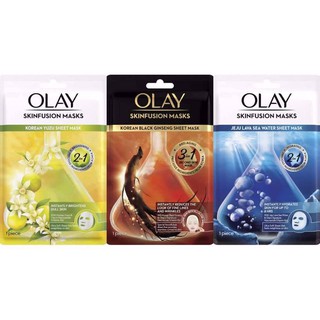 🔥ล้างสต็อก🔥(หมดอายุ05/2023)Olay Skinfusion Masks Korean โอเลย์ สกินฟิวชั่น โคเรียน ชีท มาสก์ ส่วนผสมล้ำค่าจากเกาหลี