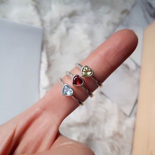 แหวนหัวใจมินิฮาร์ต​ Mini Heart  Ring​ เพอริดอท บลูโทพาส งานเงินแท้ 925 แบบเล็กๆ มินิมอล น่ารัก