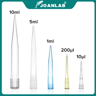 Joanlab เคล็ดลับปิเปตห้องปฏิบัติการ 10ul 200ul 1ml 5ml 10ml ปลายปิเปตพลาสติกแบบใช้แล้วทิ้ง อุปกรณ์ห้องปฏิบัติการเคมี