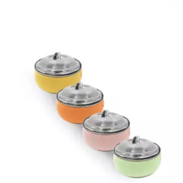 ปิ่นโตสแตนเลสทรงกลมคละสี 14cm 4ชั้น ราคาพิเศษ - รูปที่ 2