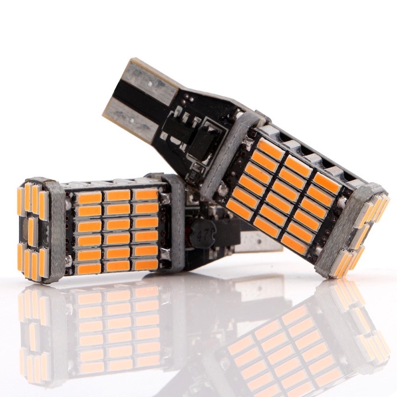 1 คู่หลอดไฟเลี้ยวมอไซค์ LED 45 ชิป สีส้ม ขาว ขั้ว T10/T15 สว่าง（4041)