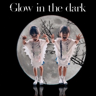 พร้อมส่ง #Halloween Ghost glow in the dark !! เสื้อทรงผีน้อย สกรีนหน้าผีเรืองแสง