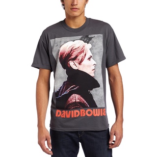 เสื้อยืดวงดนตรีเสื้อยืดผ้าฝ้ายBravadoเสื้อยืดผู้ชาย Bravado Mens David Bowie Low Portrait Mens T-Shirt Bravado Short s