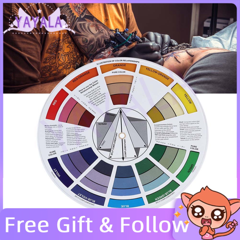 YAYALA Multifunctional Tattoo Ink Color Wheel Chart Pigment Mix Art Guide