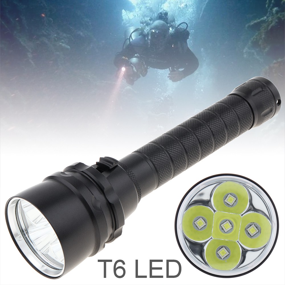 ไฟฉายดําน้ํามืออาชีพ 10000 Lumens 5 XM-T 6 ไฟฉายดําน้ํา LED