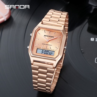 SANDA Gold Mens Watches Top Brand Luxury Quartz Watch Men Fashion Steel Waterproof Rose Golden Male Clock Relogio Mascu