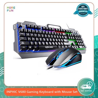 [ พร้อมส่ง ]INPHIC V680 Gaming Keyboard with Mouse Set Black - ให้ประสบการณ์การเล่นเกมที่ยอดเยี่ยม