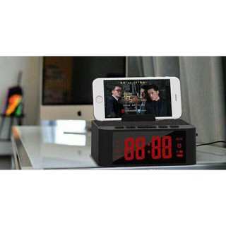 ลำโพงบลูทูธ พร้อมนาฬิกาปลุก X31 Cloth Coated Large LED Display Clock สีเทา