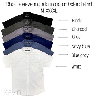 เสื้อคอจีนสื้อคอจีนแขนสั้นสีพื้น M-XXXLShort sleeve mandarin collar oxford shirt