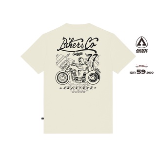 เสื้อยืดวินเทจ - เสื้อยืดAerostreetBikersCo77เสื้อยืดสีเบจABBAATshirt