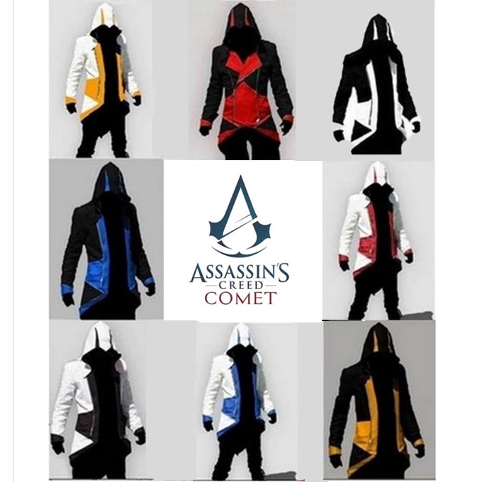 Assassin's Creed เสื้อโค้ทแจ็คเก็ตสําหรับคอสเพลย์แขนยาวมีฮู้ดขนาดใหญ่ลายอนิเมะ Ybc#