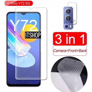 ฟิล์มกระจกใสVivo V21 5G/ Y72 5G/Y12S/Y12/V20/V20pro/Y20/Y17/Y19/Y15 2020/Y30/Y50 3in1พร้อมฟิล์มหลังเคปล่า+เลนส์กล้อง