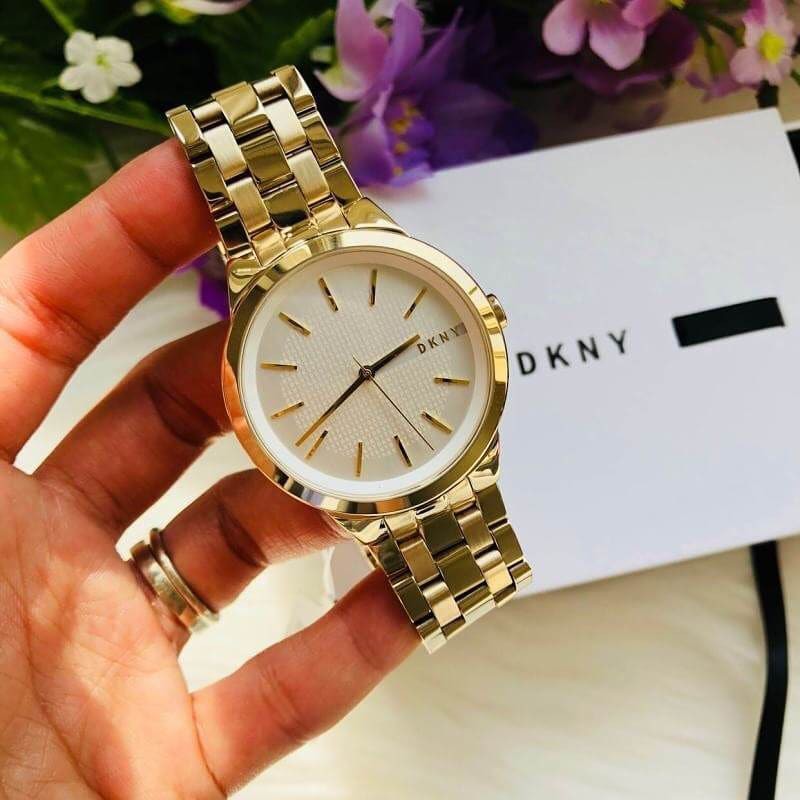 พร้อมส่ง นาฬิกาข้อมือผู้หญิง DKNY Park Slope Silver Dial Ladies Quartz Watch NY2382