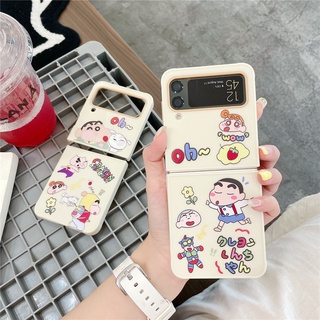 เคสโทรศัพท์มือถือแบบนิ่ม หนา กันกระแทก กันรอยนิ้วมือ ลายการ์ตูนชินจัง สําหรับ Galaxy Z Flip 3 5G