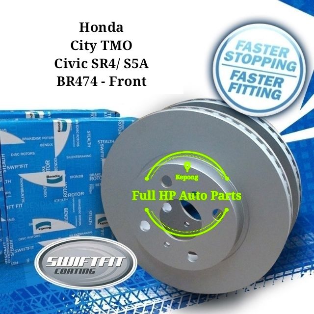 Bendix Swiftfit BR474 โรเตอร์ดิสก์เบรกหน้า - H/D City TMO/ Jazz GE/ Freed/ Civic SR4/ S5A / Insight