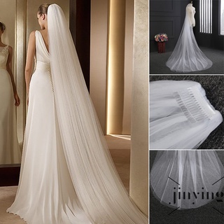 ผ้าคลุมผมหางยาว หลายชั้น พร้อมหวีผม หรูหรา สวยหรู นุ่ม ทูเล่ เครื่องประดับผมเจ้าสาว ผ้าคลุมผมหางยาว
