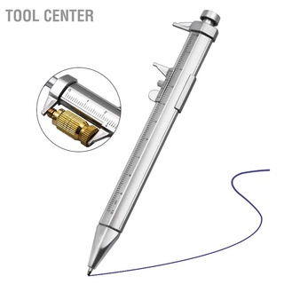 Tool Center Vernier Caliper ปากกาลูกลื่นพลาสติก 0‐100 มม. ไม้บรรทัดวัด 2 In 1 อเนกประสงค์ พร้อมไส้ปากกา