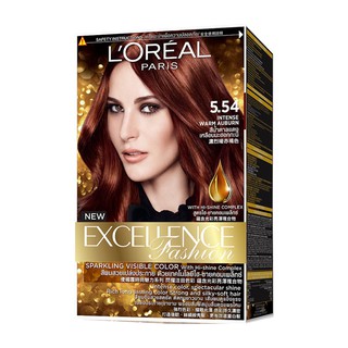 LOREAL PARIS ลอรีอัล ปารีส ครีมเปลี่ยนสีผม เอ็กซ์เซลเล้นซ์ ครีม แฟชั่น (สีน้ำตาลแดงเหลือบมะฮอกกะนี No.5.54 )