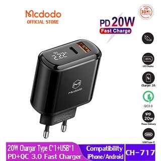 Mcdodo ที่ชาร์จ 20W PD QC3.0 ชาร์จเร็ว และ Type C เป็น Lightning สําหรับ iPhone13 12 8 Plus Xr 11 Pro iPad iPod Type C เป็น Type C Xiaomi Samsung Huawei CH-717