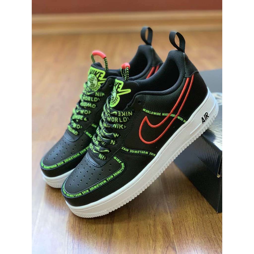 Hot sale NIKE AIR FORCE 1 “Worldwide” Earth Black/Green Thick bottom ...