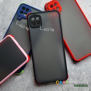 เคส Samsung A22 5g 4g | A12 | A42 | Vivo V21 5g | V20 pro ดำขุ่น ขอบสี เสริมมุม กันกระแทก slim ไม่เป็นรอยนิ้วมือ