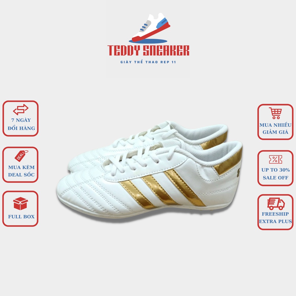 รองเท้าฟุตบอลสนามหญ้าเทียม Wika White CT3 3-Stripes ของแท้ - รองเท้าฟุตบอล CT3 Molded Rubber Sole Fu