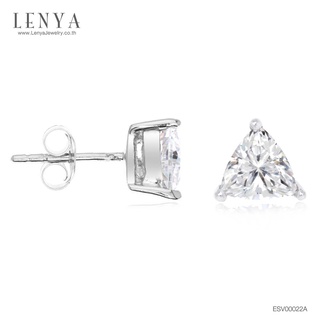 Lenya Jewelry ต่างหูเพชร DiamondLike รูปทรงสามเหลี่ยม เหมาะสวมใส่ได้เรื่อยๆ ไม่มีเบื่อ บนตัวเรือนเงินแท้ชุบทองคำขาว