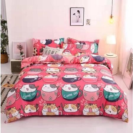 [ปลอกผ้านวม]ปลอกผ้านวมด้านในซิป, 1m6x2m, 1m8x2m, 1m9x2m1,2mx2m2, ลายถ้วยแมวสีชมพู