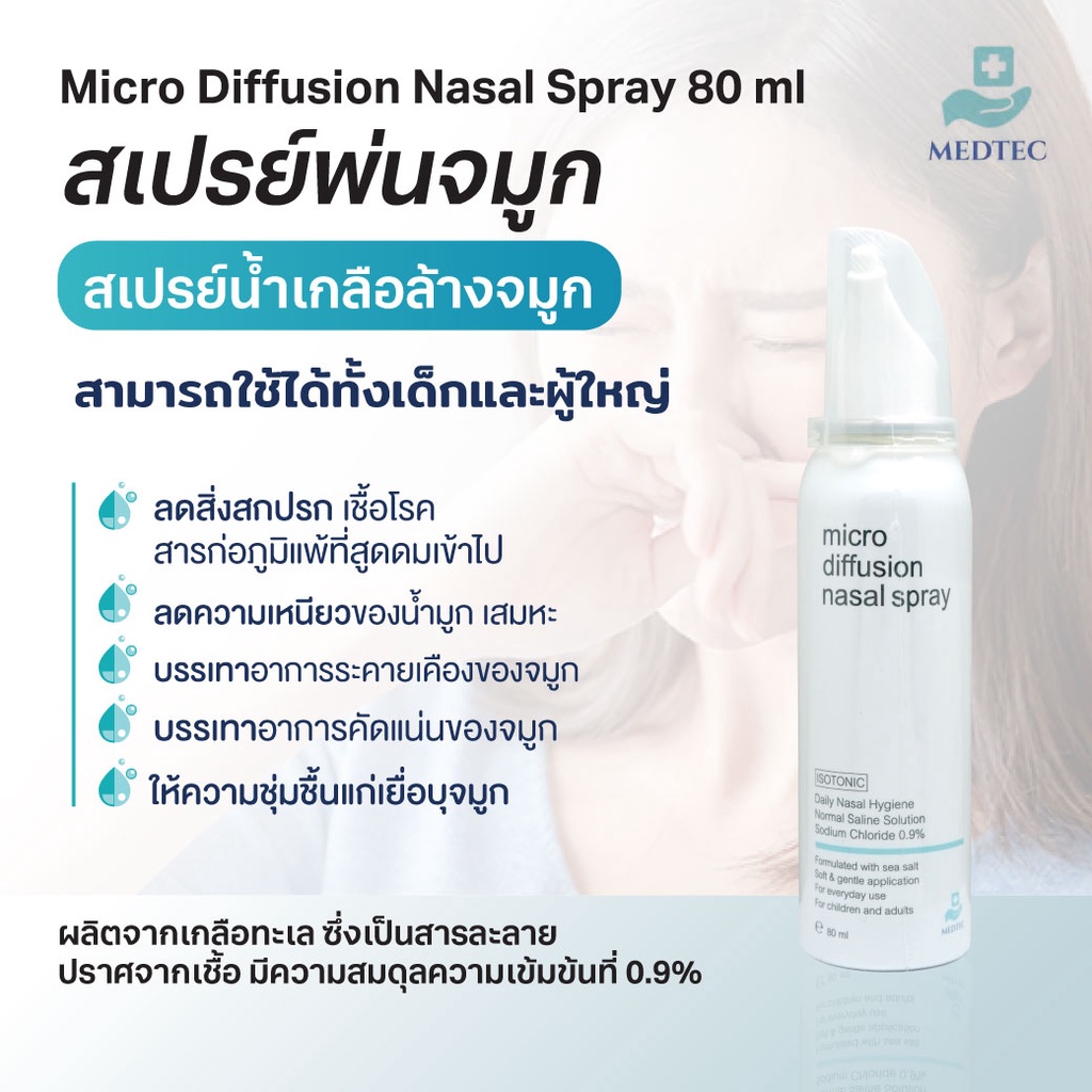 Medtec Micro Diffusion Nasal Spray 80ml. สเปรย์น้ำเกลือพ่นจมูก 365wecare