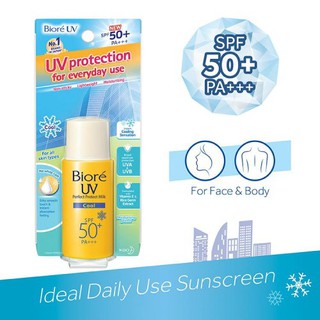 Biore UV Perfect Protect Milk Cool SPF50 PA+++ 25ml. บีโอเรยูวี บีโอเรกันแดด ครีมกันแดด หน้าไม่มัน เมคอัพไม่หลุด