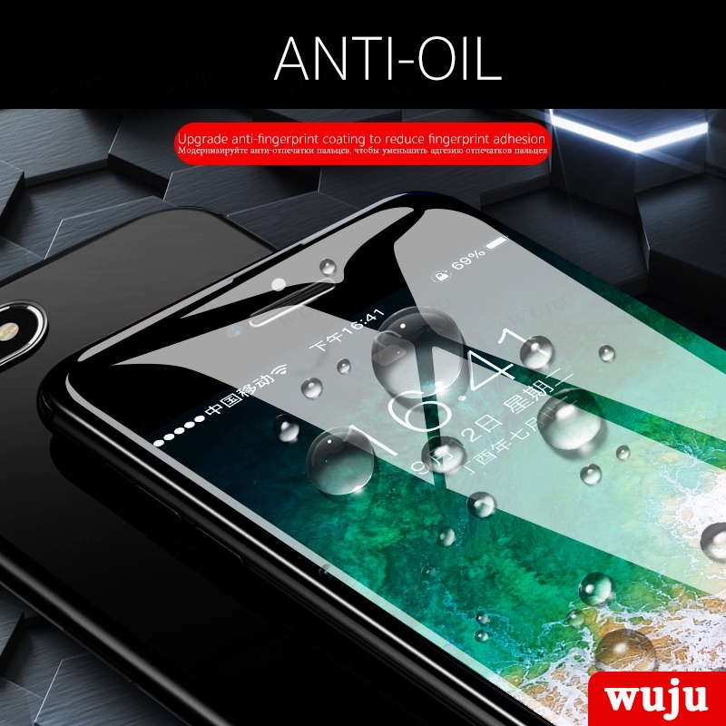 Wuju ฟิล์มกระจกนิรภัยกันรอยหน้าจอ 10D ใสมาก สําหรับ iPhone 16 15 14 11 12 13 Pro Max XR X XS Max Plus SE