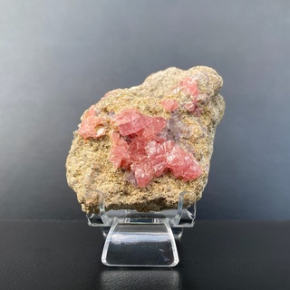 Rare Item 3 in 1⚡️ Rhodochrosite with Pyrite and Fluorite (Free Stand)