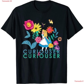 เสื้อยืดใหม่Yameela 04 เสื้อยืดผู้หญิงสีพื้น Disney Alice In Wonderland Curiouser &amp; Curiouser T-Shirt sale  Alice In Won