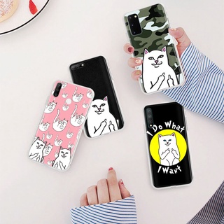 Ml-189 เคสโทรศัพท์มือถือแบบนิ่ม ใส ลายแมวนิ้วกลาง สําหรับ Samsung M23 5G M33 M52 M53 M31 M51 M21 M30S A22 A32