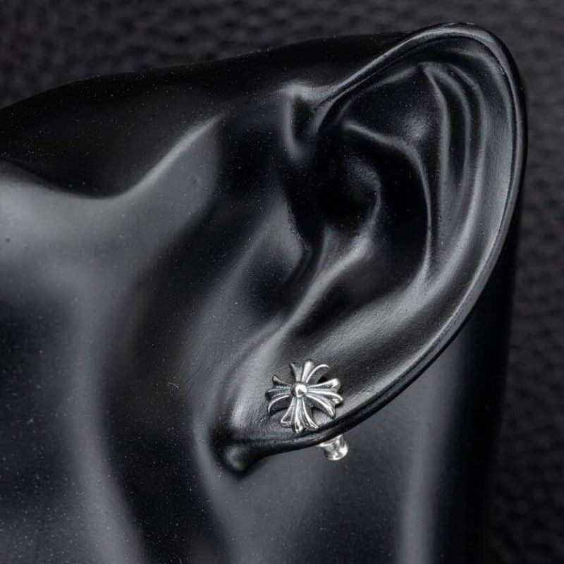 Chrome Hearts Sterling Silver 925 เครื่องประดับเงินแท้ ต่างหู Double Cross Large Stud Earring Code:CED007
