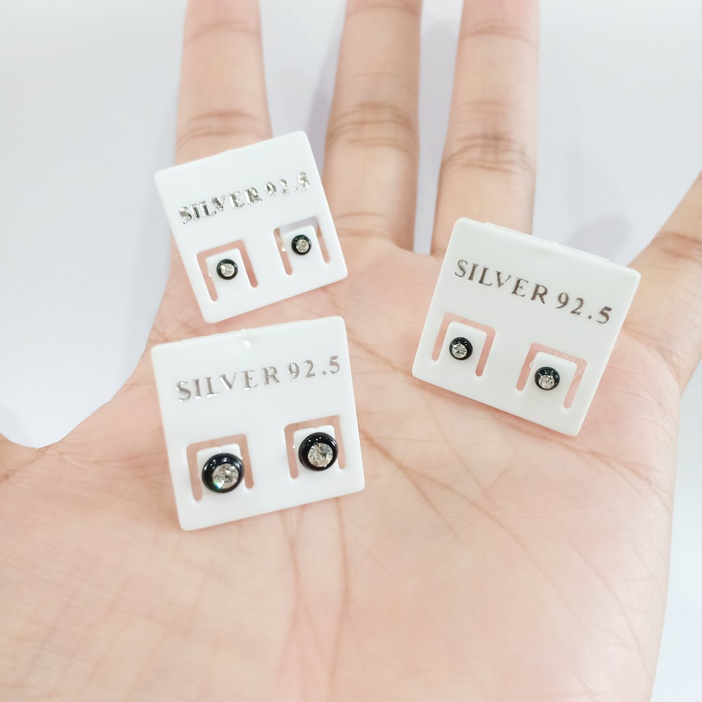 ต่างหูเงินแท้ earrings 92.5% (โดนัทพ่นดำ)