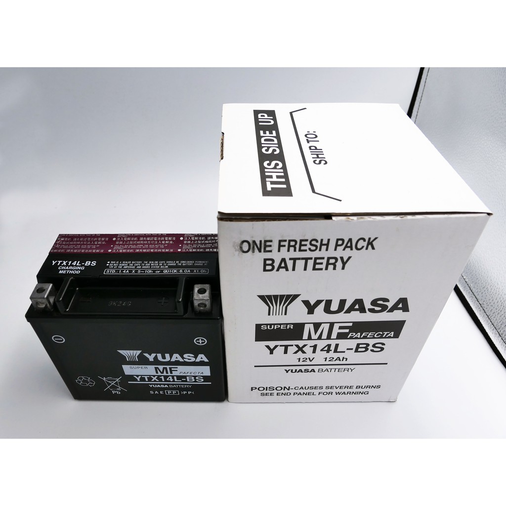 YTX14L แบตเตอรี่มอเตอร์ไซค์ YUASA รุ่นYTX14L-BS(12V12AH) ของแท้/ส่งฟรี ...