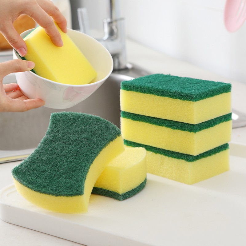 1Pcs Kitchen High Density Sponge Dishwash Wipe Fiber Scouring Pad/Bowl Pot Scouring Supplies Clean Rub Cleaning Tools