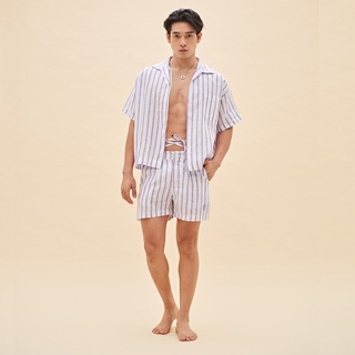 BALIBOY RESORTWEAR เสื้อเชิ้ตลินินแขนสั้น กางเกงขาสั้น / lavander