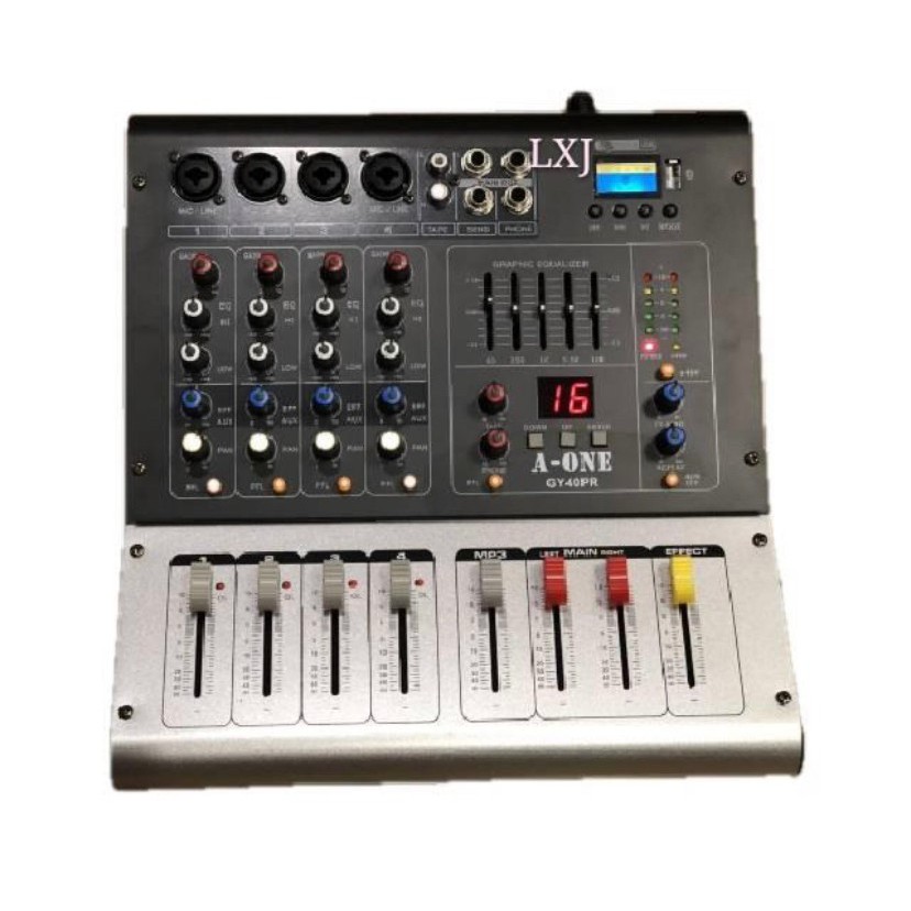 มิกเซอร์ 4ช่อง mixer 4CH BLUETOOTH USB mp3 EFFECT 16DSP +48v phantom ยี่ห้อ A-ONE GY-40PR (ไม่มีขยาย