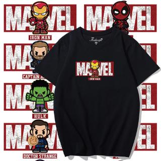 เสื้อยืด Marvel Tees Print Simple Couples Tshirt Iron Man Spiderman Hulk Venom Thor Men Summer Short Sleeve Round Neck