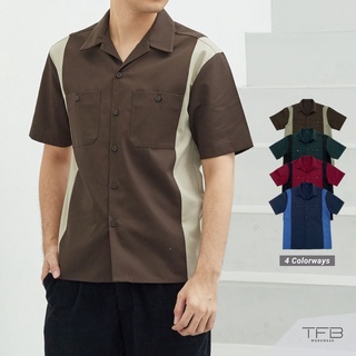 เสื้อช็อป เสื้อช็อปช่าง เสื้อแจ็คเก็ต ติดกระดุม แขนสั้น (สีน้ำตาล) TFB Workwear