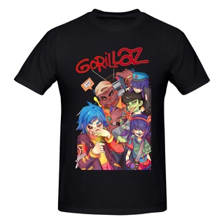 แขนสั้นcrew neckเสื้อยืดแขนสั้น พิมพ์ลายกราฟฟิค Gorillaz สําหรับผู้ชายS-XXXXL