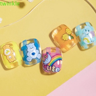 Twinkle1 สติ๊กเกอร์ลายการ์ตูนหมีดอกไม้สไตล์ญี่ปุ่น Diy สําหรับติดตกแต่งเล็บ